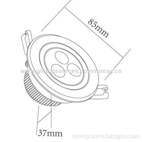 3W LED Downlight, 85-265V AC, Bridgelux/Epistar/EpiLED LED Chip, CE- and RoHS-certified